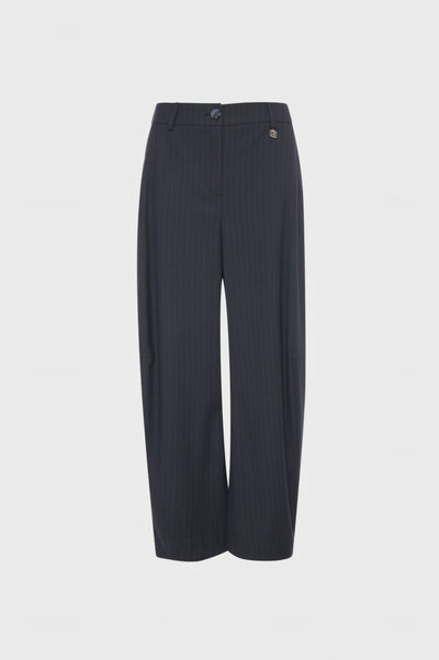 Pantalone carrot balloon fit in tessuto gessato