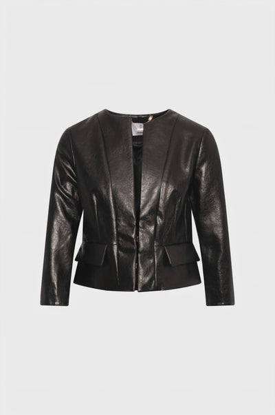 Giacca cropped in finta pelle