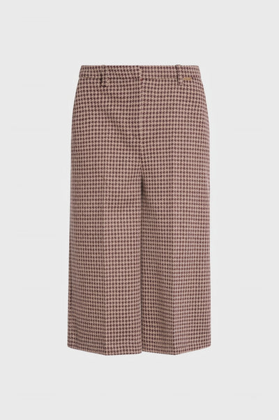 Pantalone regular cropped in pied de poule