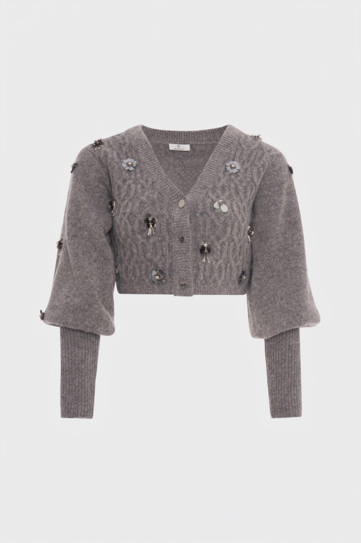 Cardigan cropped con punto treccia