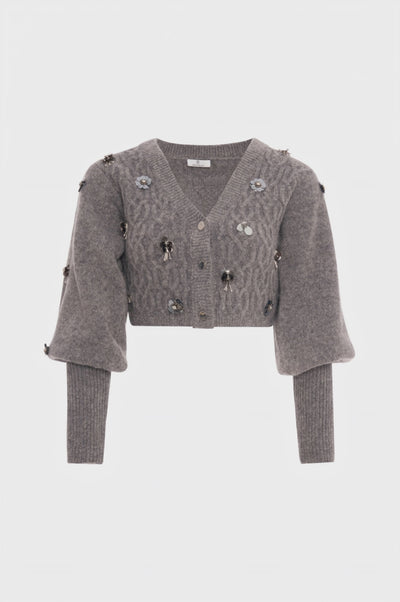 Cardigan cropped con punto treccia