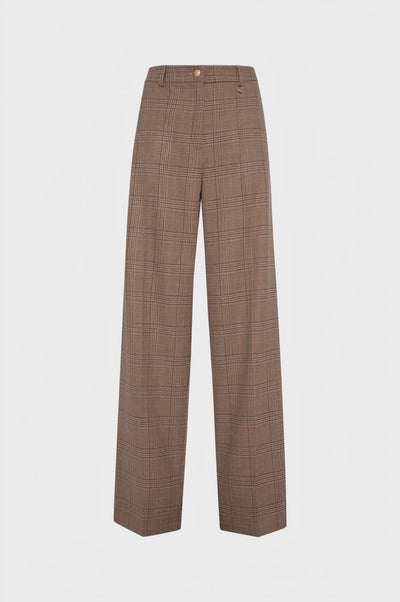 Pantalone linea dritta in tessuto in fantasia Principe di Galles