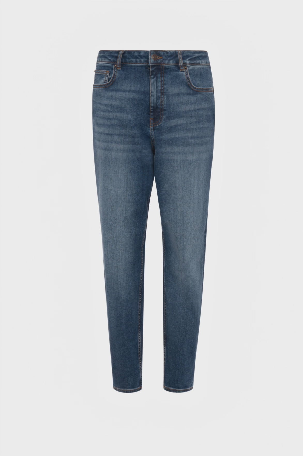 Jeans regular mom fit in denim con lavaggio medio