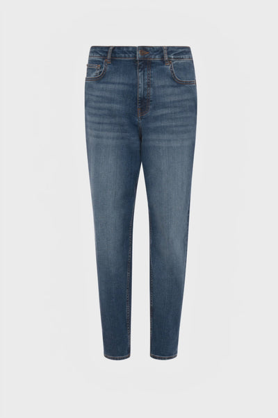 Jeans regular mom fit in denim con lavaggio medio
