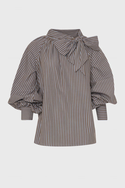 Blusa linea ad A in cotone a righe