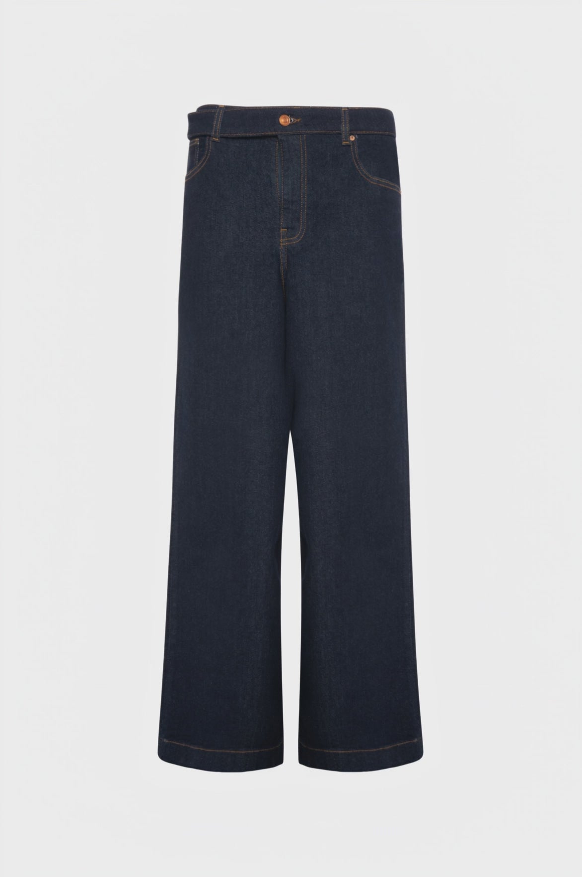 Jeans wide leg in denim con lavaggio raw