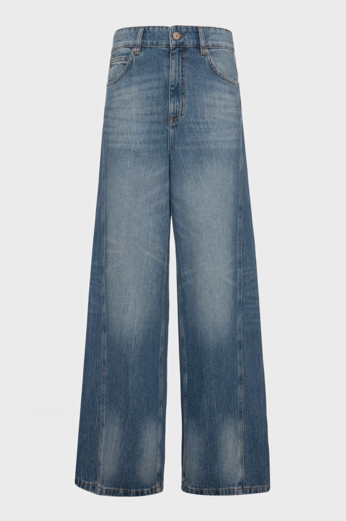 Jeans flare in denim con lavaggio medio strong