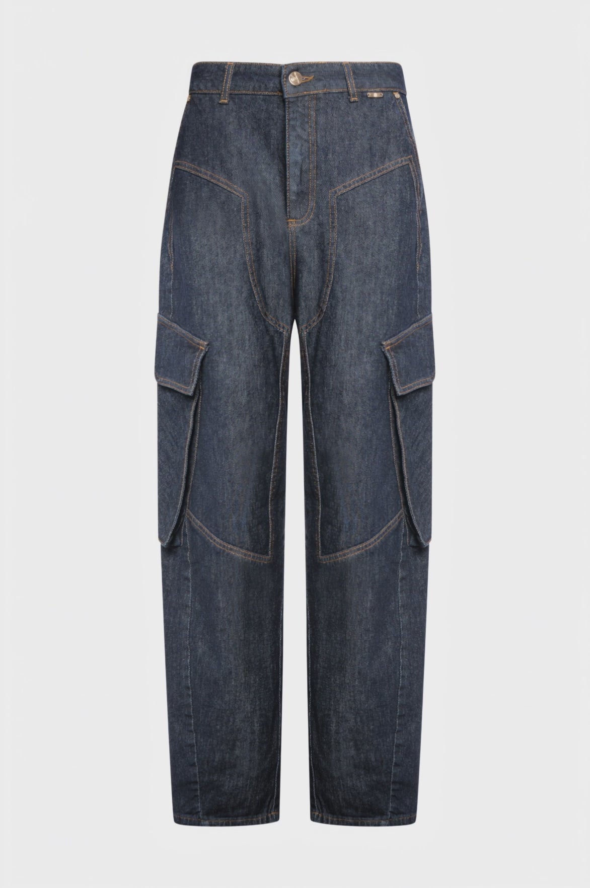 Jeans carrot balloon fit in denim con lavaggio scuro