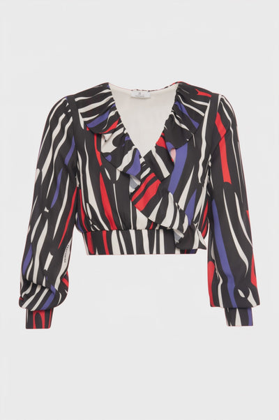 Blusa cropped in fantasia astratta