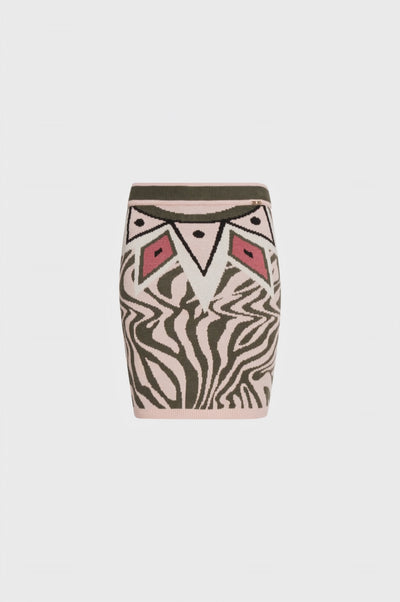 Gonna slim mini in jacquard animalier
