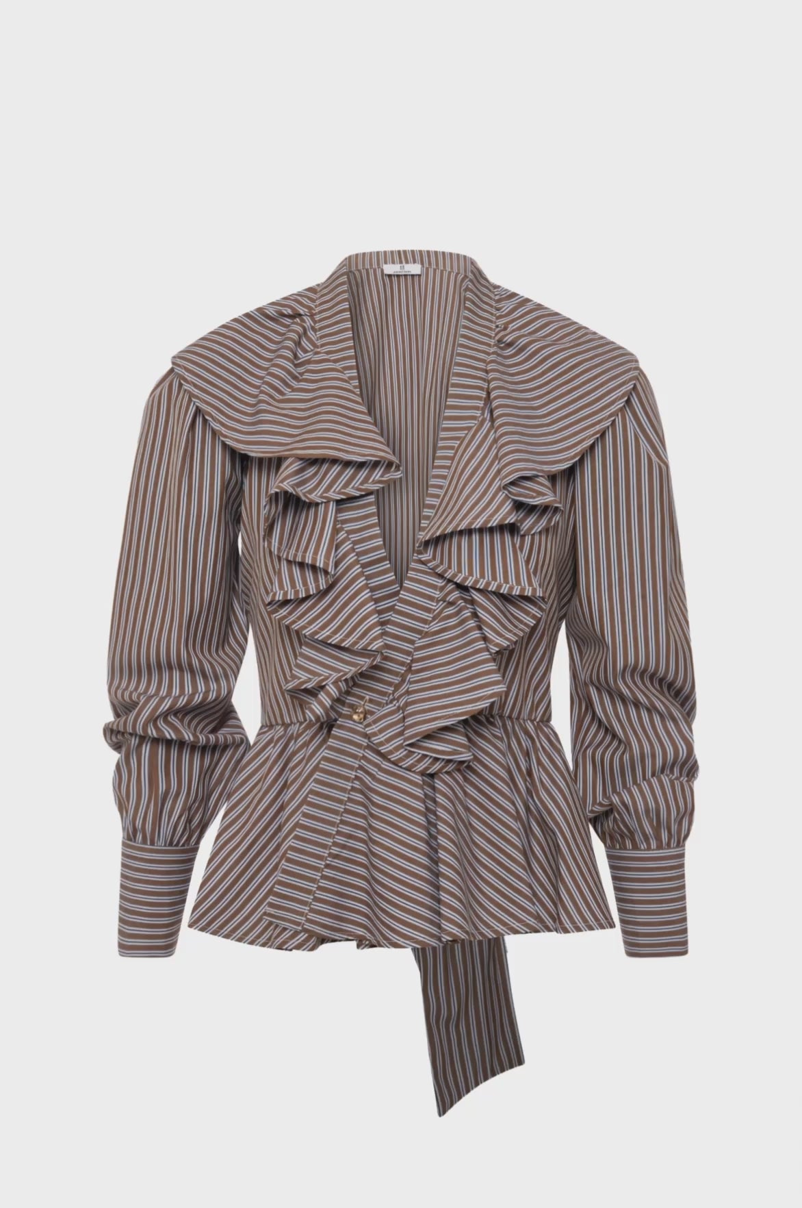 Blusa regular a righe con rouches