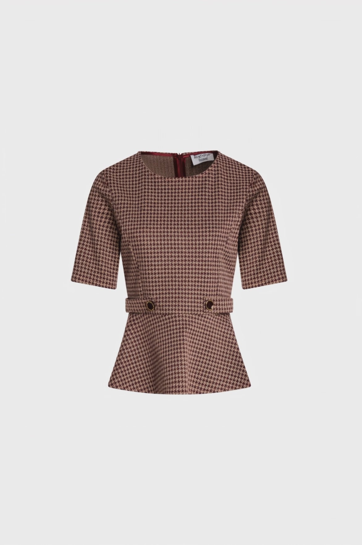 Blusa regular in pied de poule