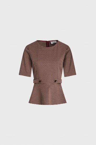 Blusa regular in pied de poule