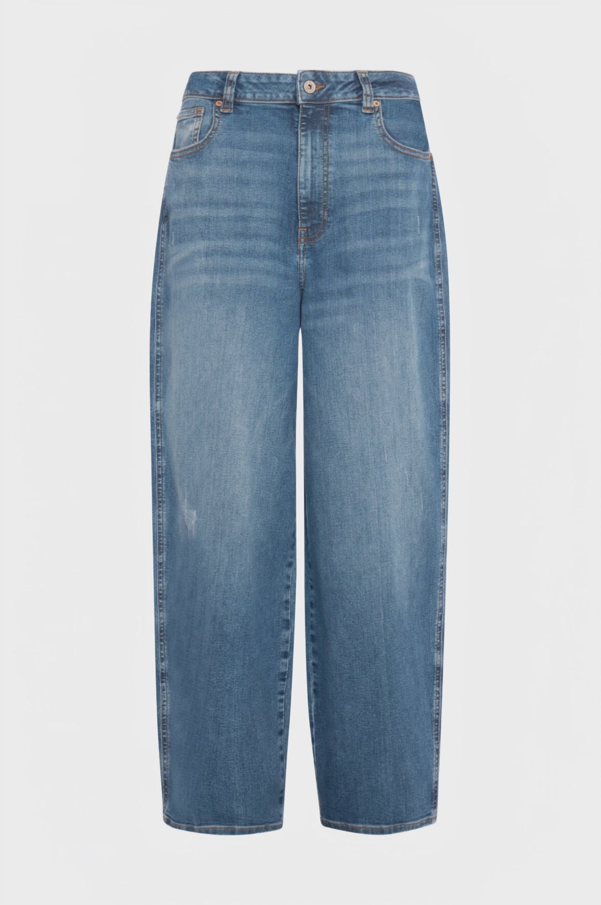 Jeans carrot balloon in denim con lavaggio medio