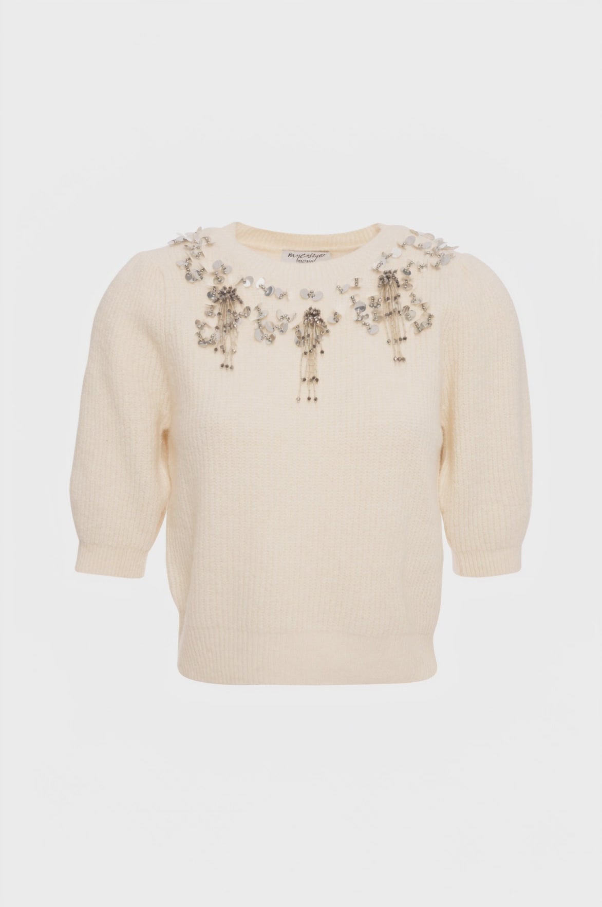 Maglia cropped con applicazioni gioiello
