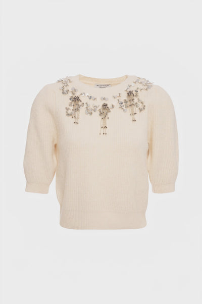 Maglia cropped con applicazioni gioiello