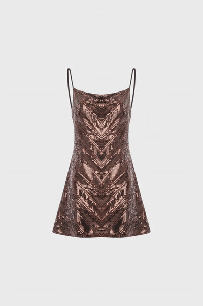 Abito senza maniche mini in paillettes