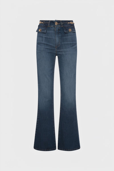 Jeans bootcut in denim con lavaggio medio