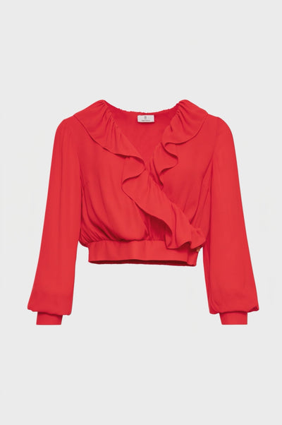 Blusa cropped in georgette