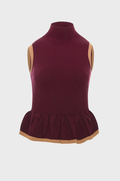 Top senza maniche in maglia bicolore