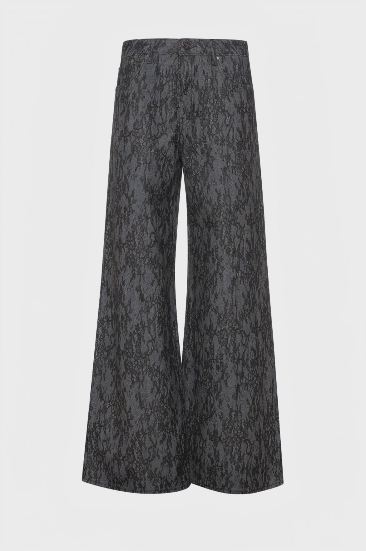 Jeans flare in denim con pizzo