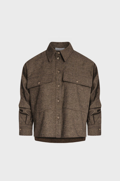 Camicia over in tweed con lana