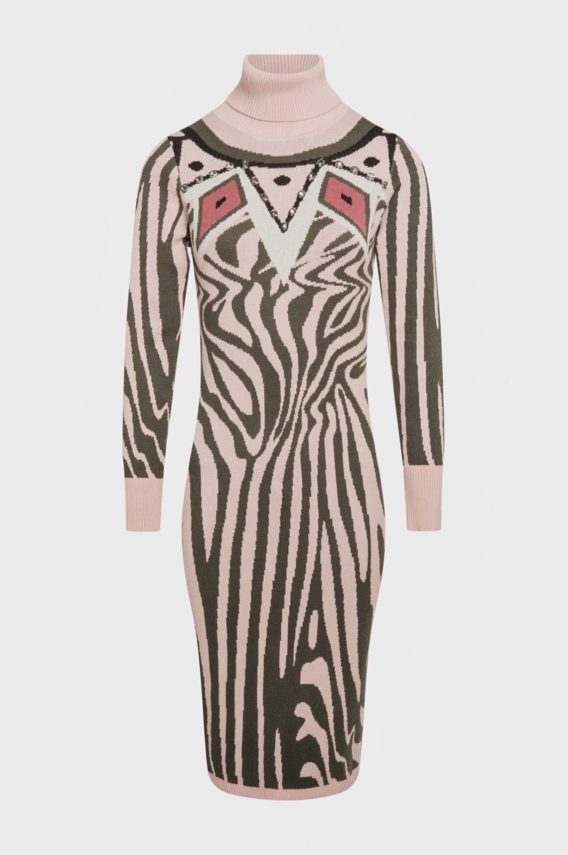 Abito slim midi in jacquard animalier