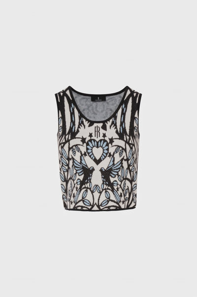 Top senza maniche in jacquard