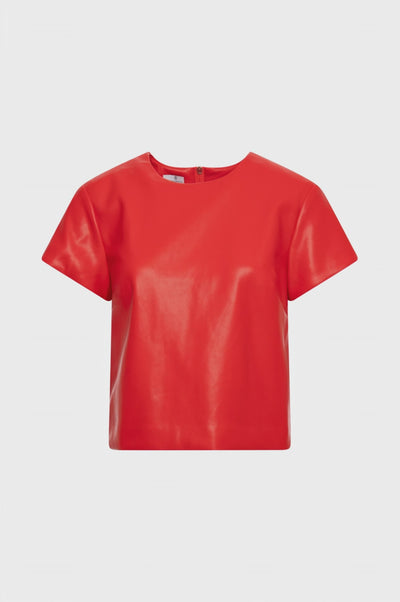 Top cropped in finta pelle