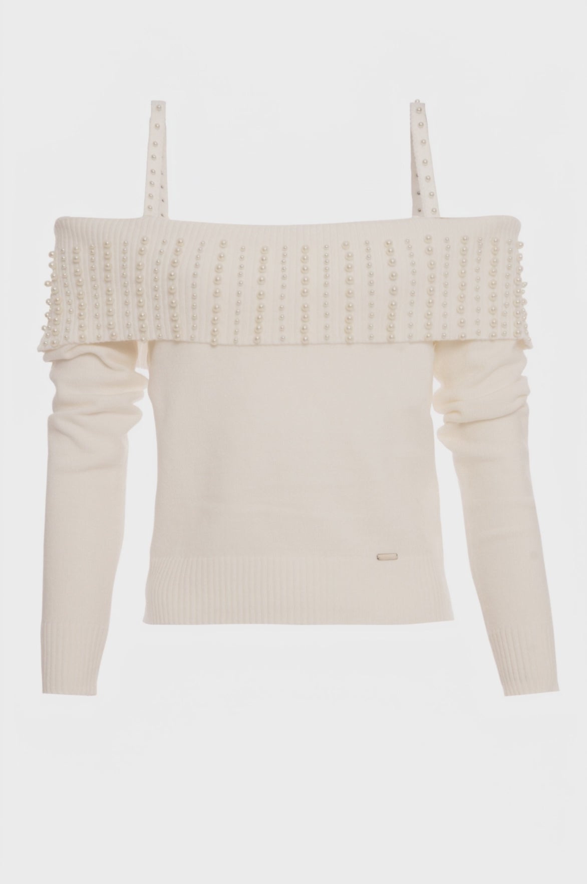Maglia slim con perle