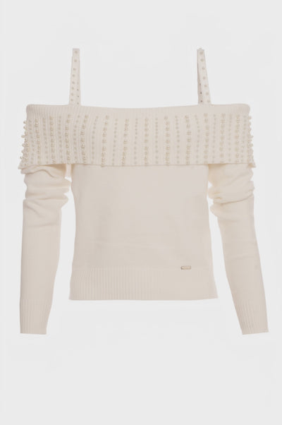 Maglia slim con perle