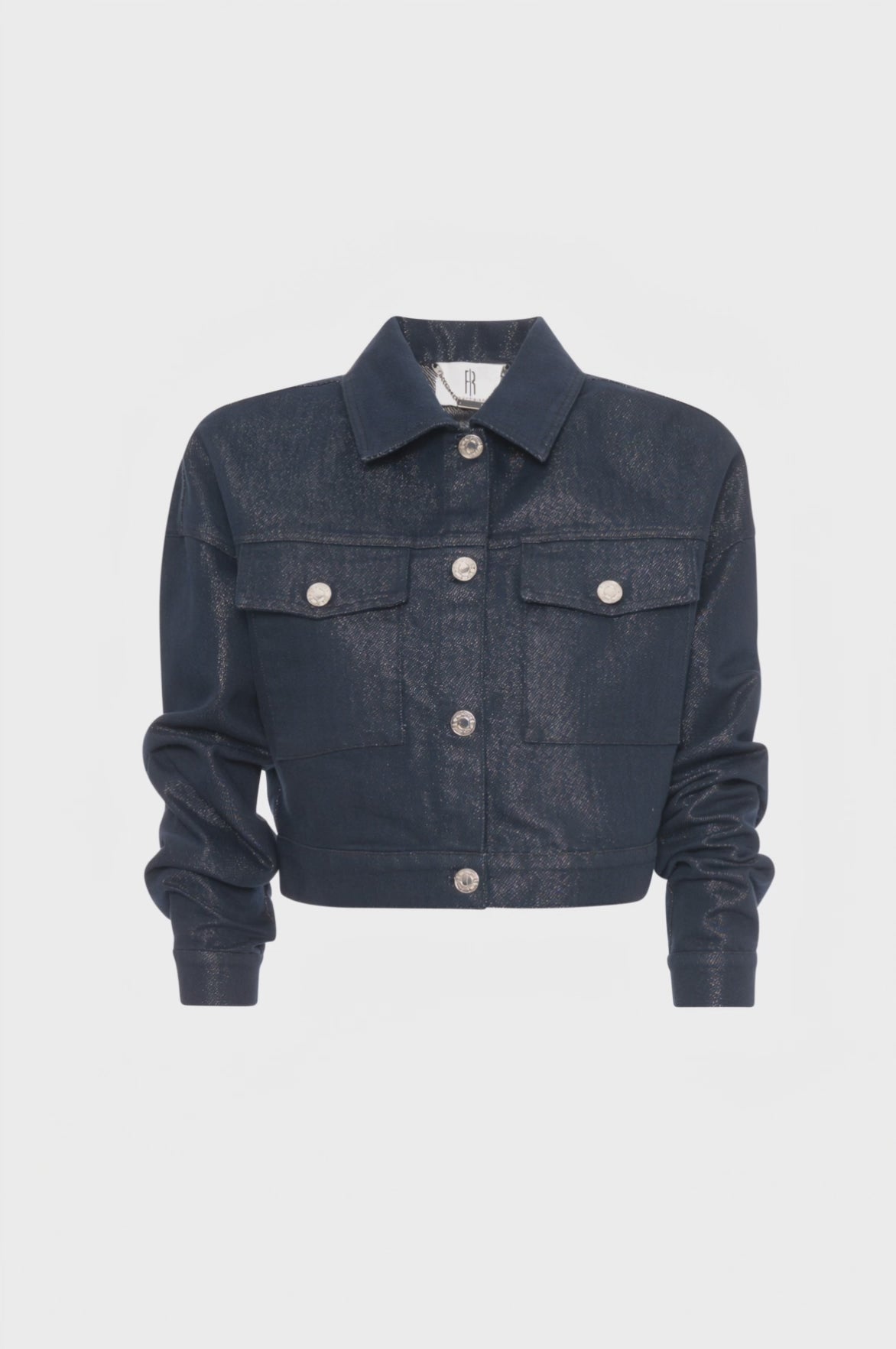 Giacca cropped in denim con lavaggio raw