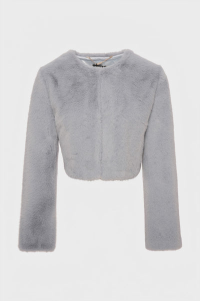 Giacca cropped in finta pelliccia