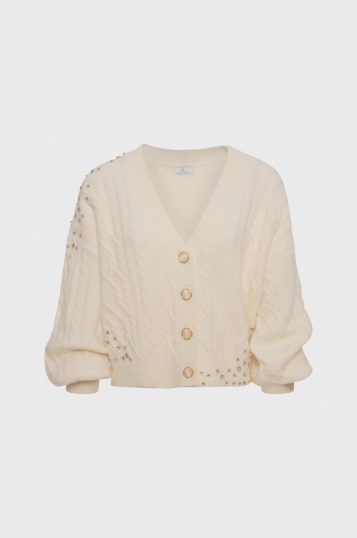 Cardigan over cropped con punto treccia