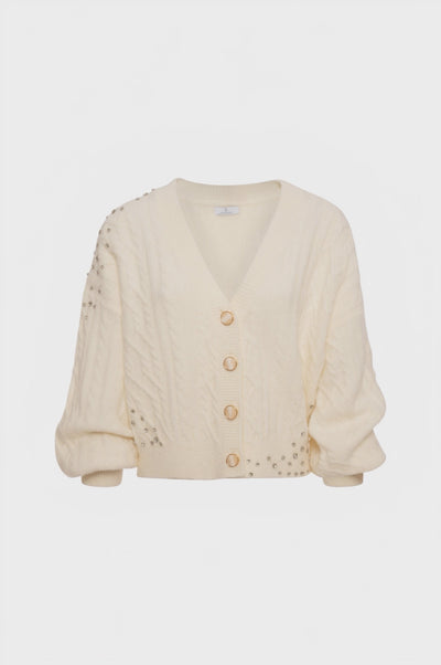 Cardigan over cropped con punto treccia
