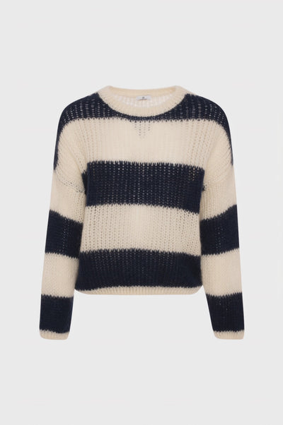 Maglia regular a righe con lana e mohair