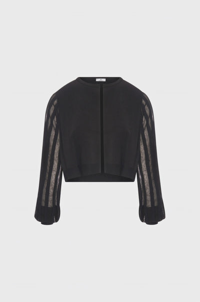 Cardigan regular con maniche lunghe in tessuto plissettato