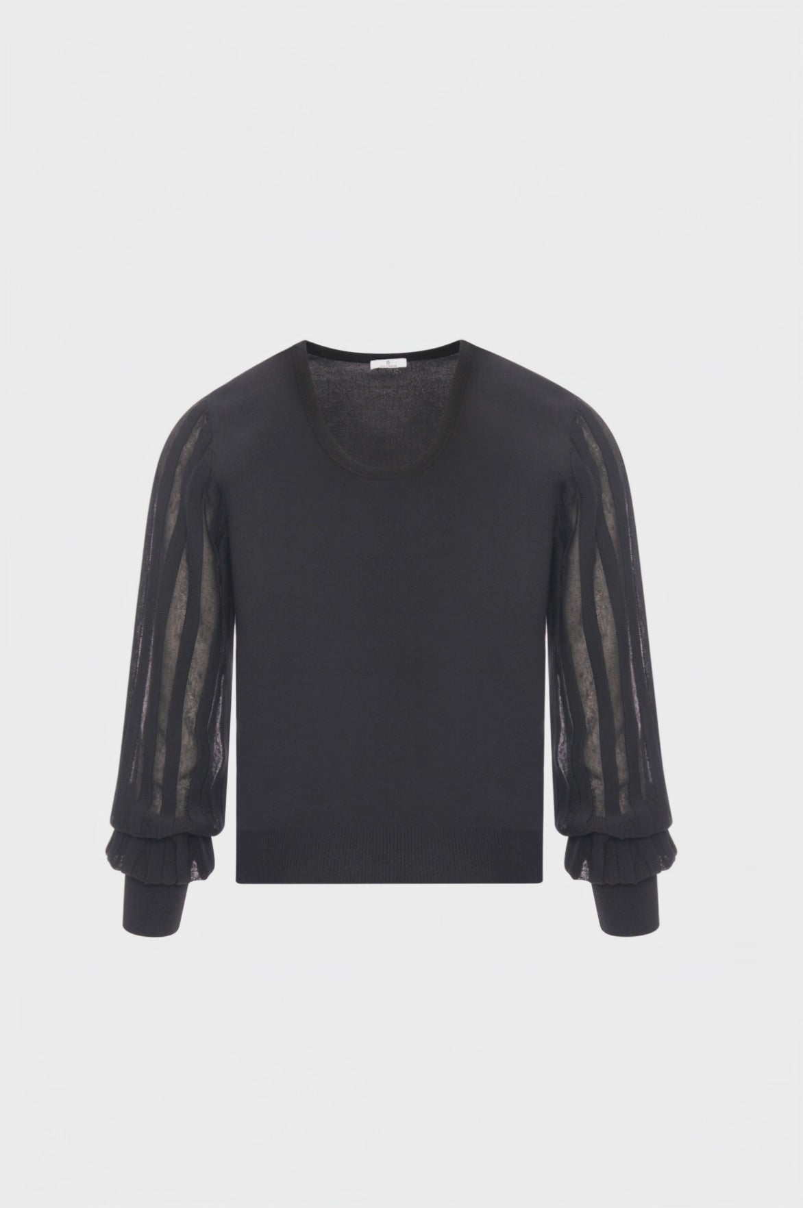 Maglia regular con maniche lunghe in tessuto plissettato