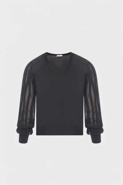 Maglia regular con maniche lunghe in tessuto plissettato