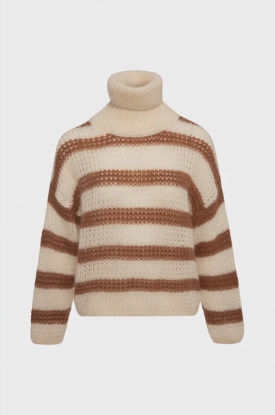Maglia regular a righe con lana e mohair