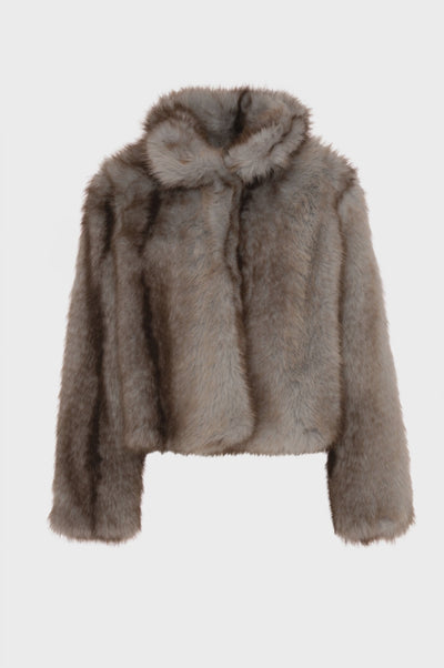 Giacca cropped in finta pelliccia
