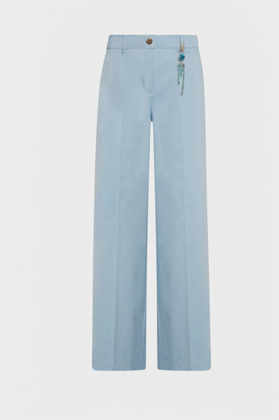 Pantalone wide a palazzo in cotone stretch