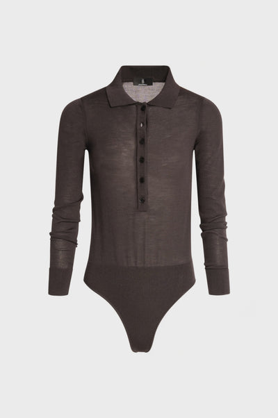 Body slim in maglia in lana merinos