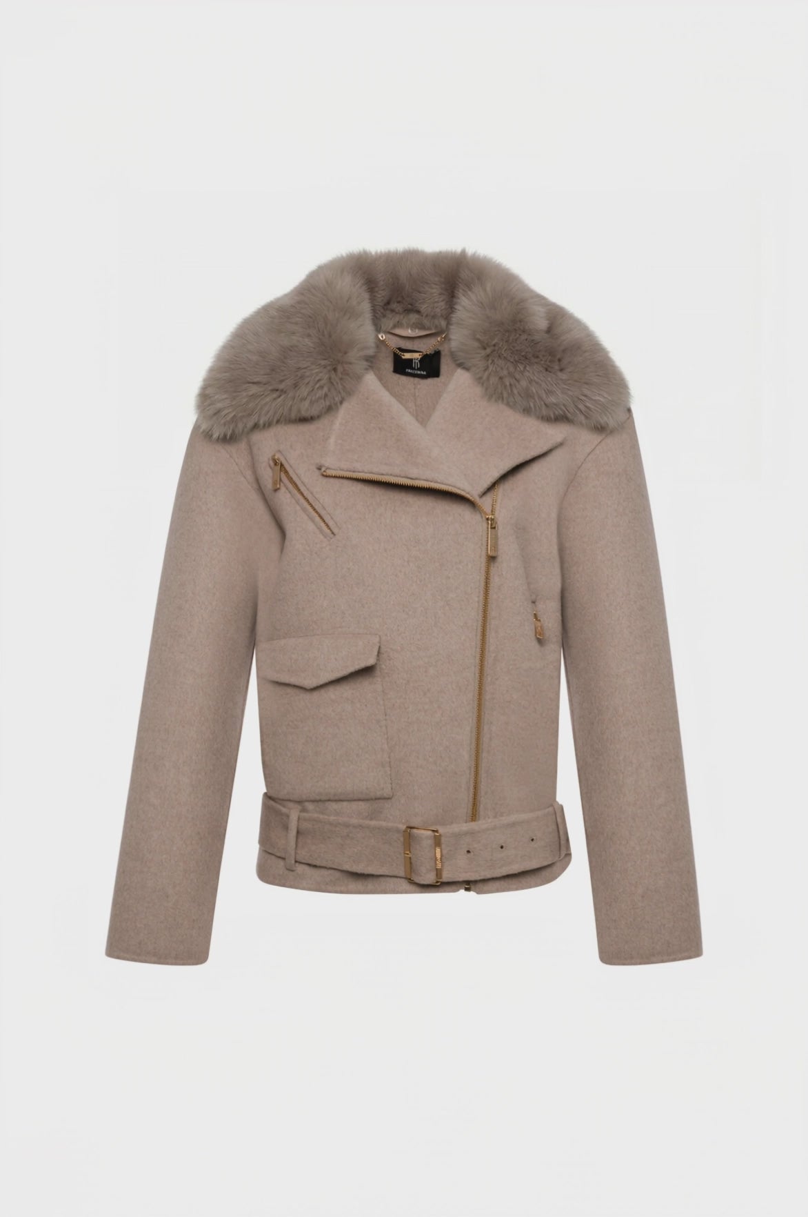 Giacca regular modello biker con lana