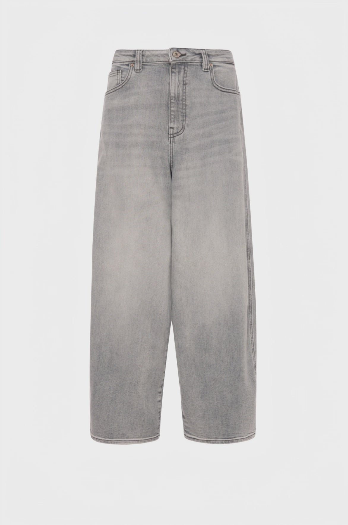 Jeans carrot balloon in denim grigio con lavaggio chiaro