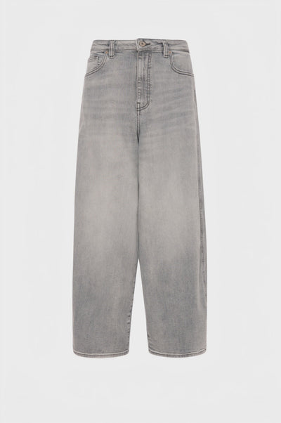 Jeans carrot balloon in denim grigio con lavaggio chiaro