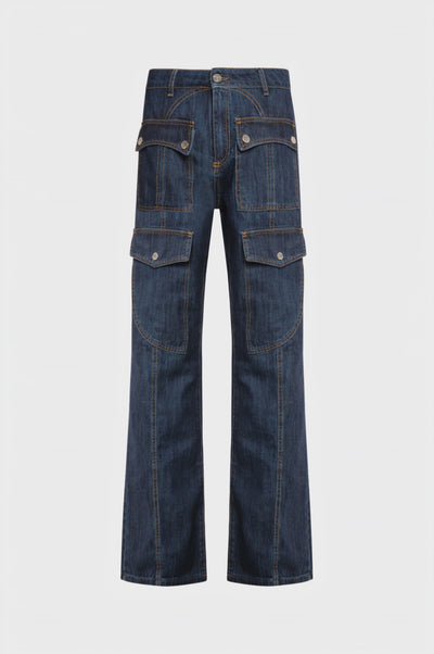 Jeans bootcut in denim con lavaggio scuro
