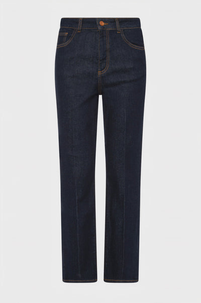 Jeans cropped in denim con lavaggio raw