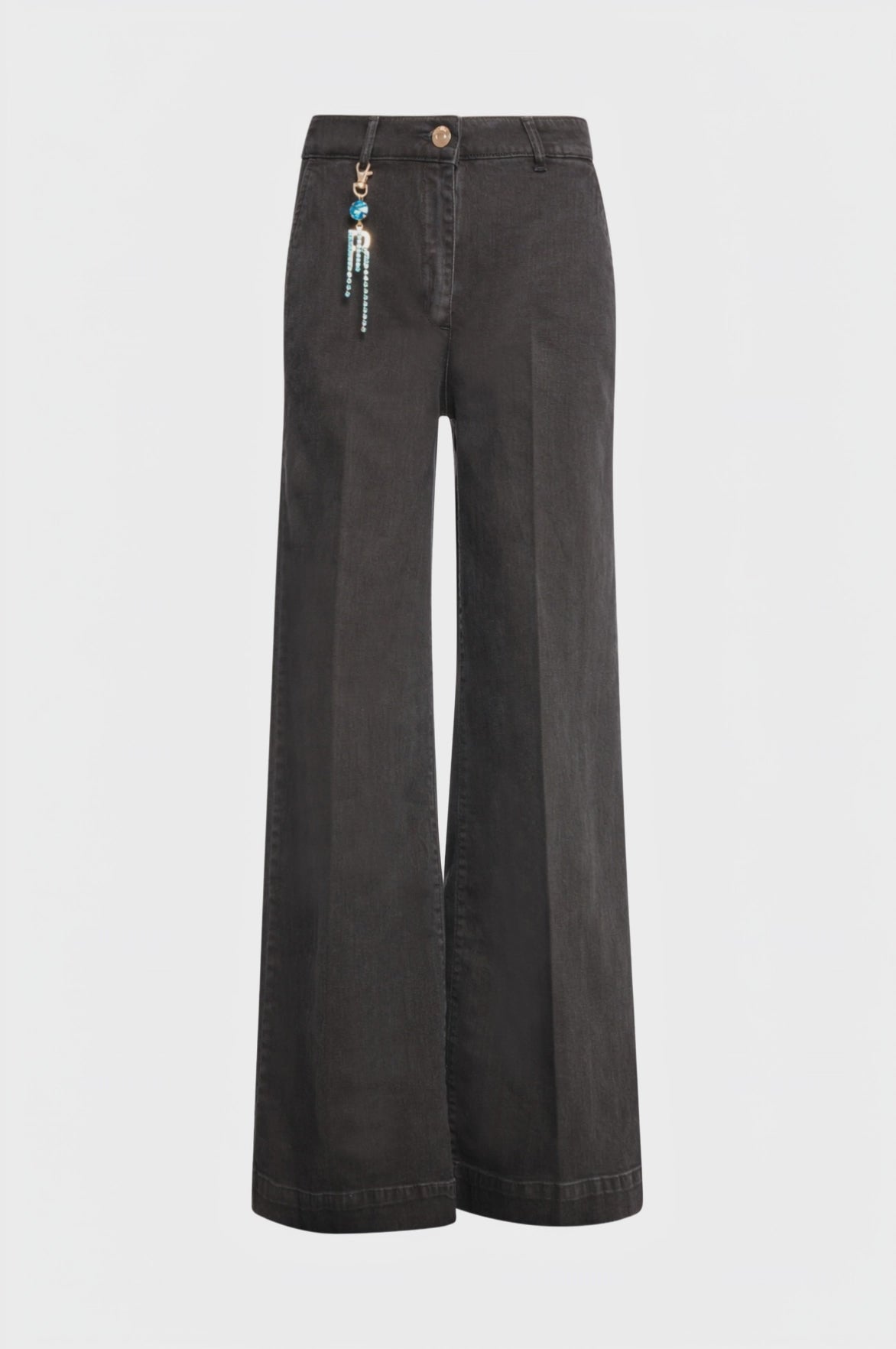 Jeans wide a palazzo in denim black con lavaggio scuro