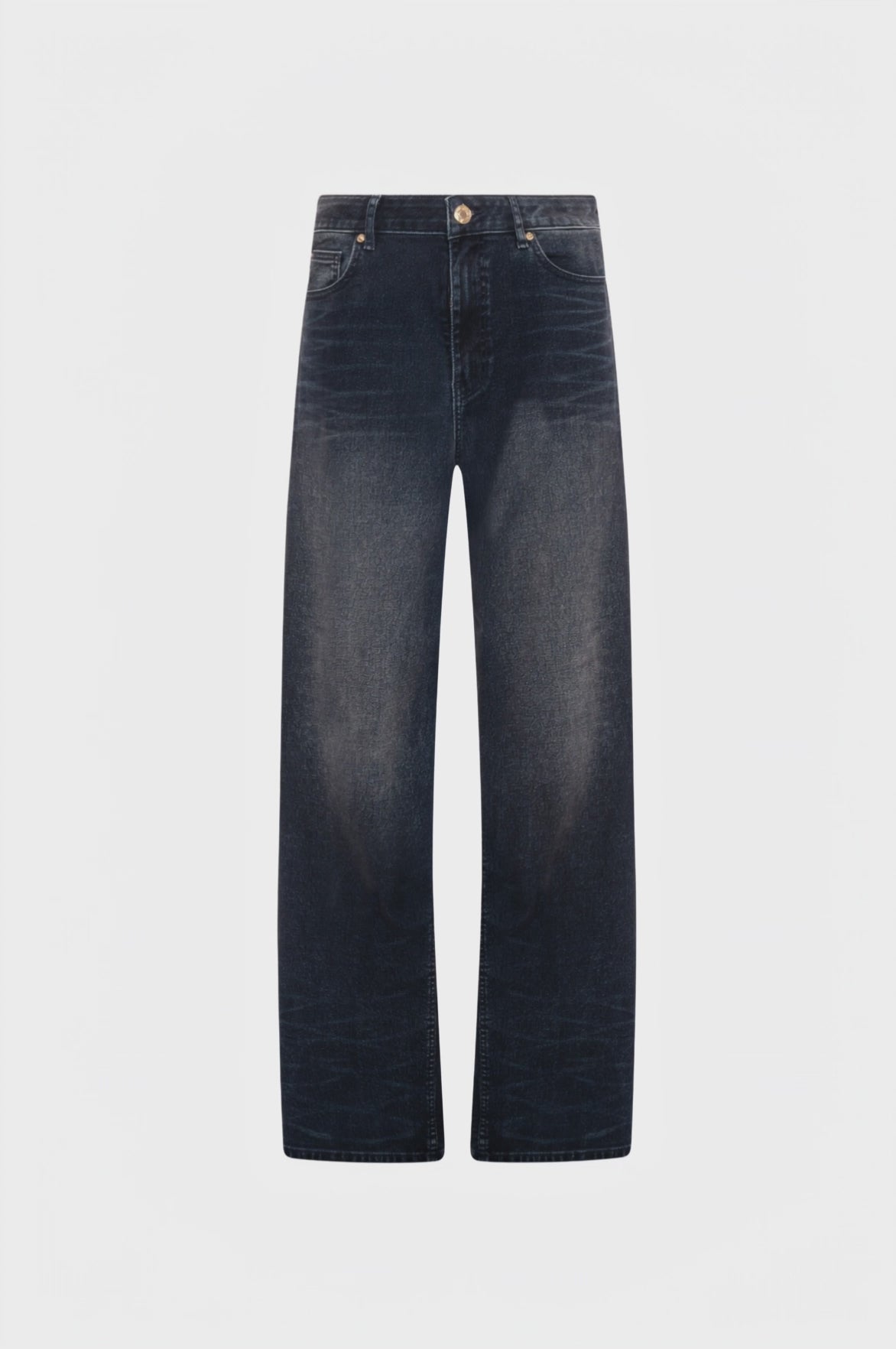 Jeans linea dritta in denim con lavaggio scuro